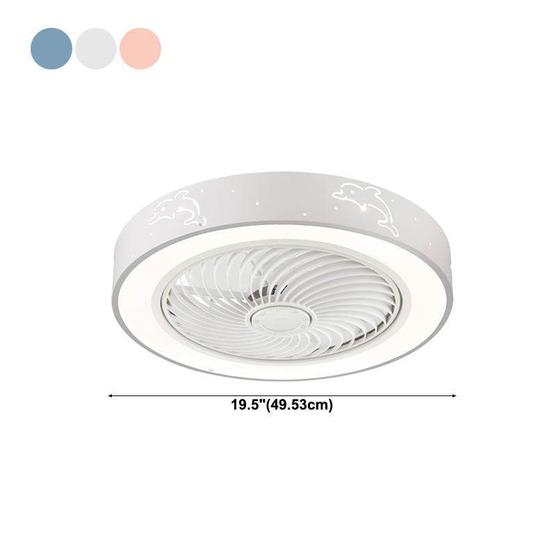 Round Metal Ceiling Fan Lamp Modern Style LED Ceiling Flush Mount