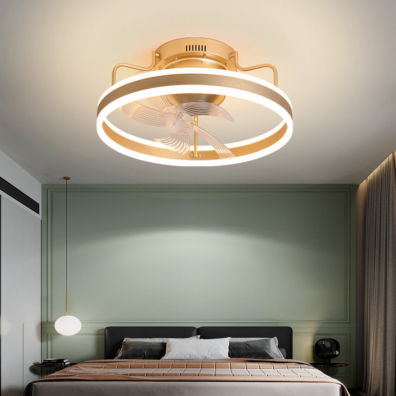 Metal Ceiling Fan Lamp Simple LED Close to Ceiling Light for Bedroom