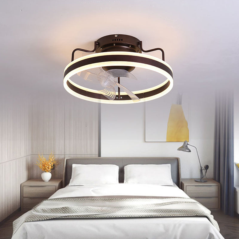 Metal Ceiling Fan Lamp Simple LED Close to Ceiling Light for Bedroom