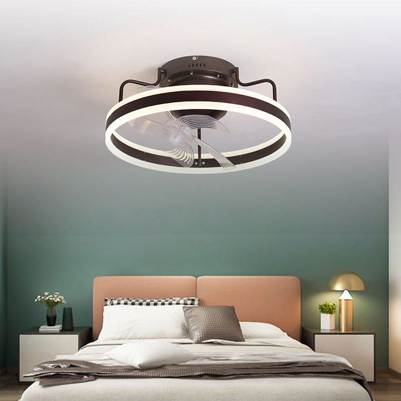 Metal Ceiling Fan Lamp Simple LED Close to Ceiling Light for Bedroom