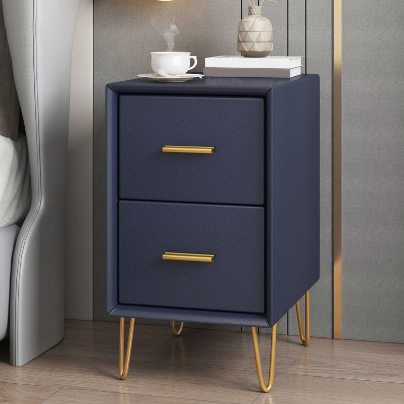 Wooden Nightstand 18.5"/19.2"' Tall 2 - Drawer Nightstand in White / Blue / Grey