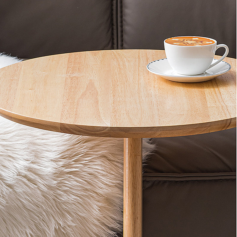 62CM Tall Solid Oak Side Table Round C Side Table for Living Room