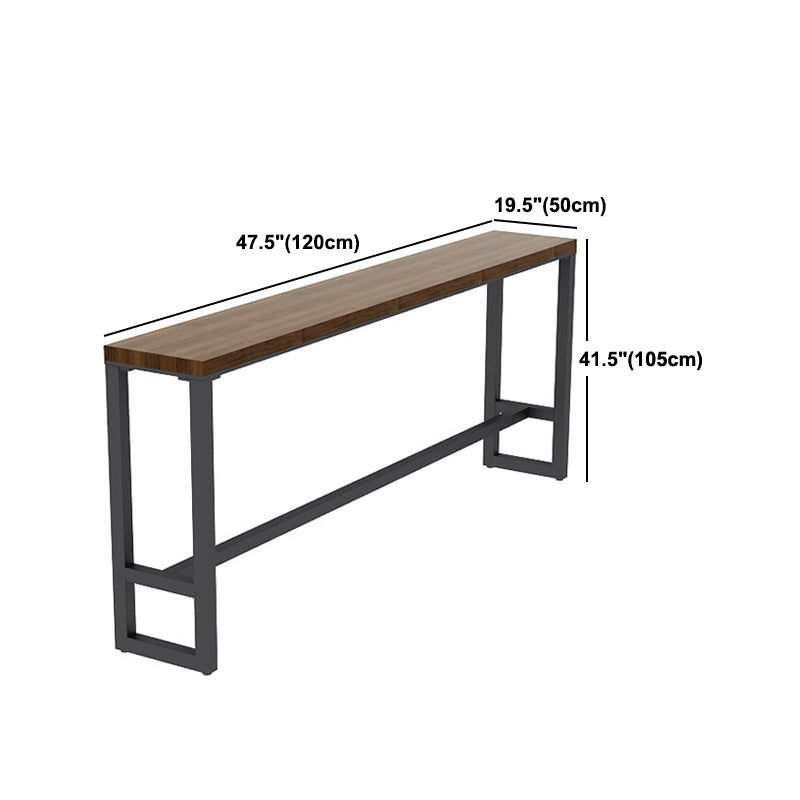 Solid Wood Bar Dining Table Industrial Bar Dining Table with Black Base