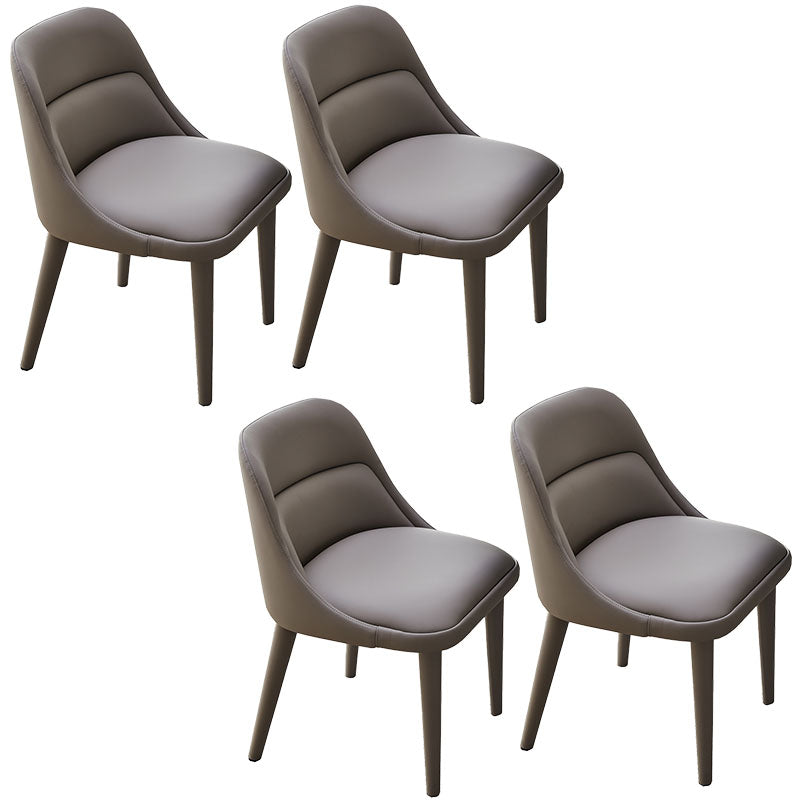 Contemporary Design Armless Solid Back Chair for Home Leather Dining Chairs