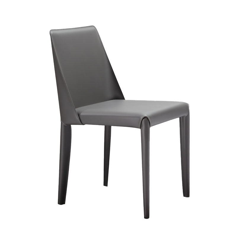 Contemporary Design Leather Dining Side Chairs Armless Solid Back Chair for Kitchen