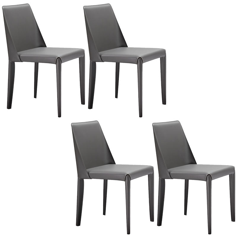 Contemporary Design Leather Dining Side Chairs Armless Solid Back Chair for Kitchen