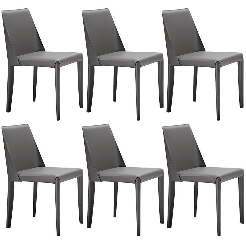 Contemporary Design Leather Dining Side Chairs Armless Solid Back Chair for Kitchen