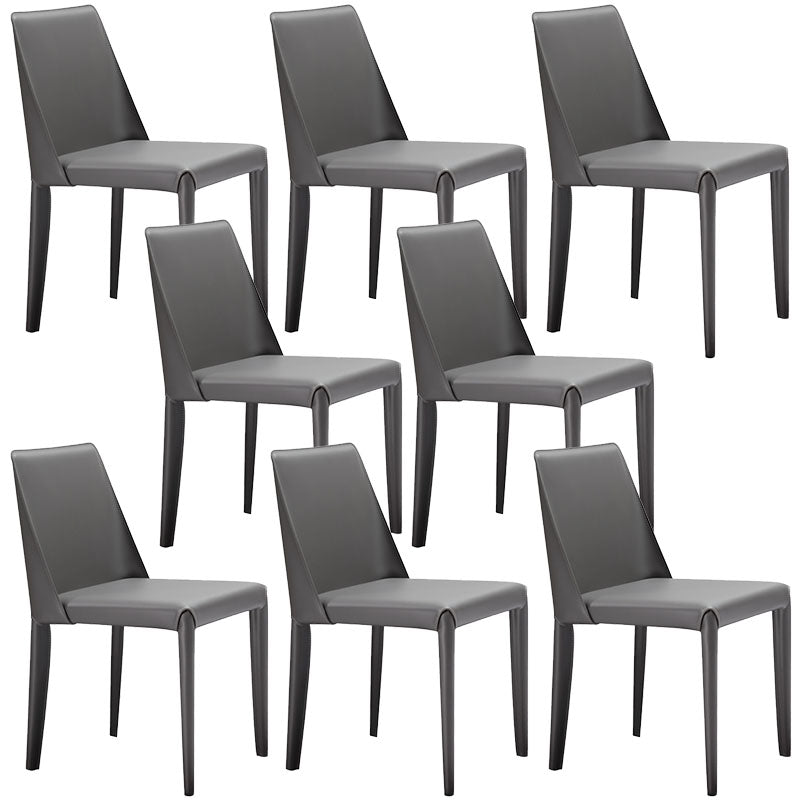 Contemporary Design Leather Dining Side Chairs Armless Solid Back Chair for Kitchen