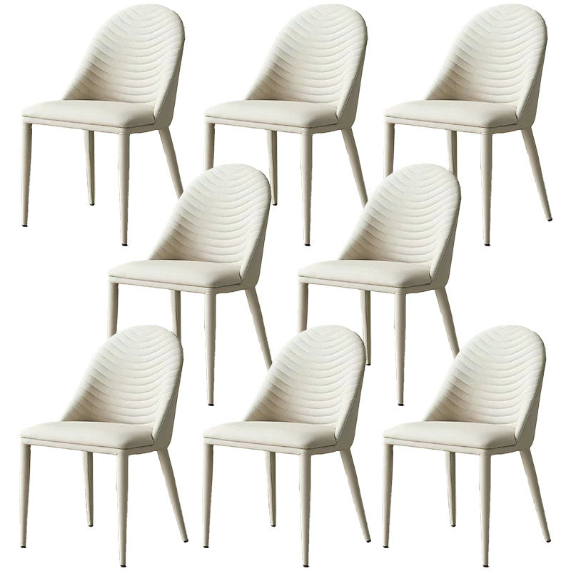 Modern Design Leather Dining Side Chairs Armless Solid Back Chairs