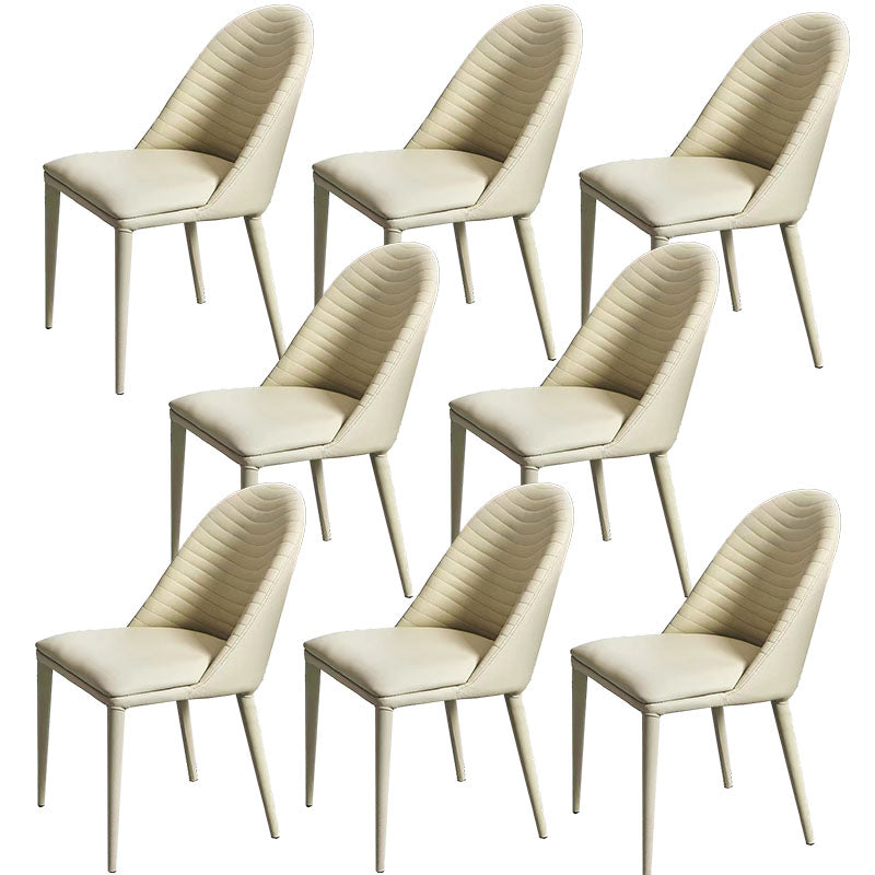 Modern Design Leather Dining Side Chairs Armless Solid Back Chairs