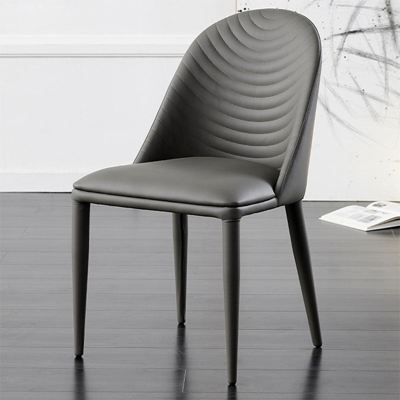 Modern Design Leather Dining Side Chairs Armless Solid Back Chairs