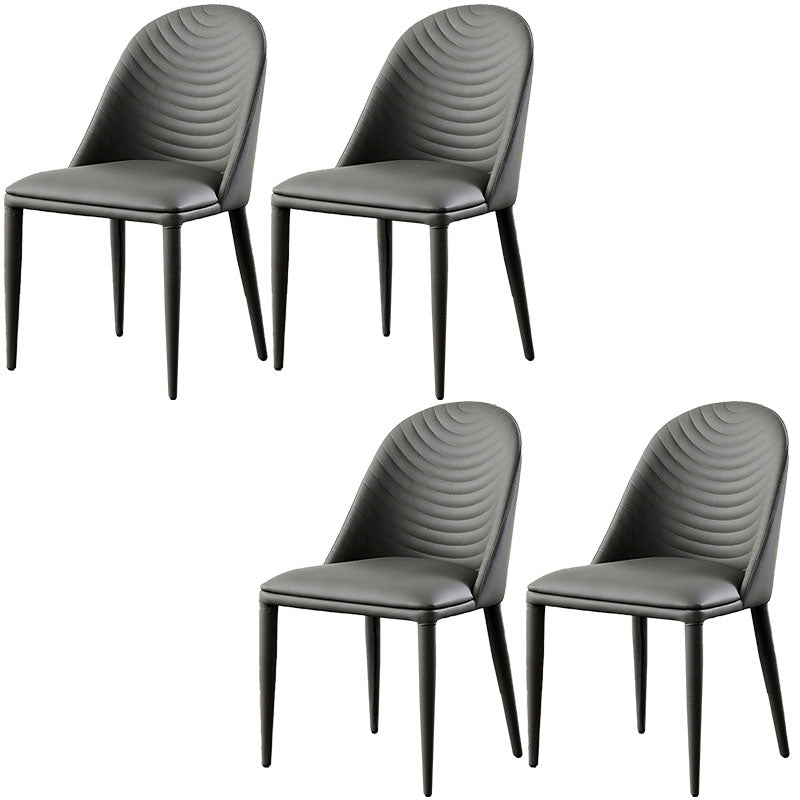 Modern Design Leather Dining Side Chairs Armless Solid Back Chairs