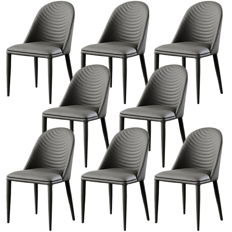 Modern Design Leather Dining Side Chairs Armless Solid Back Chairs