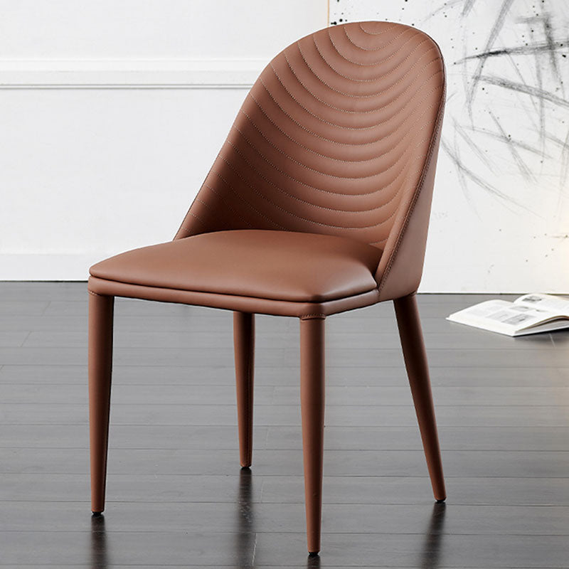 Modern Design Leather Dining Side Chairs Armless Solid Back Chairs