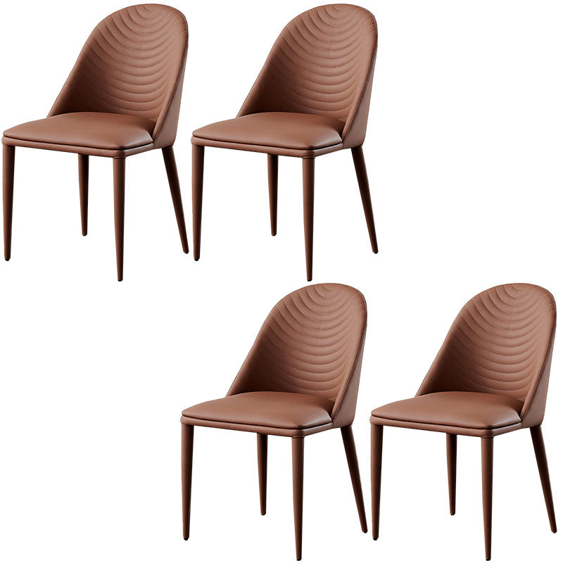 Modern Design Leather Dining Side Chairs Armless Solid Back Chairs