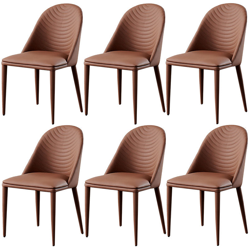 Modern Design Leather Dining Side Chairs Armless Solid Back Chairs