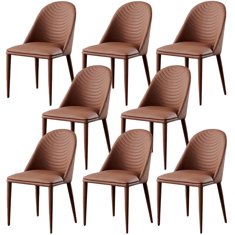 Modern Design Leather Dining Side Chairs Armless Solid Back Chairs