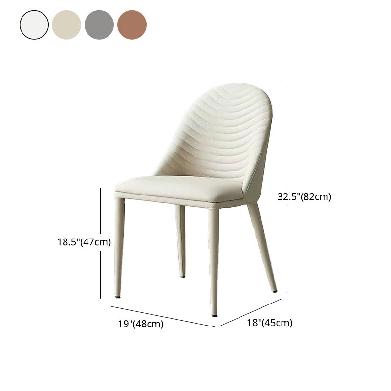 Modern Design Leather Dining Side Chairs Armless Solid Back Chairs