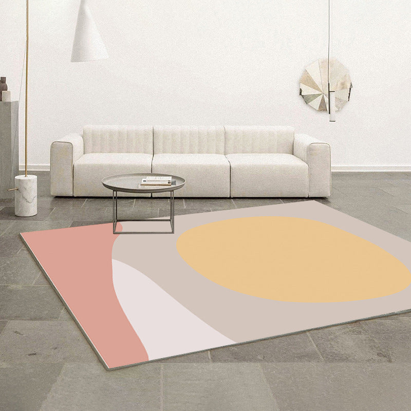 Pink Nordic Carpet Polyester Color Piece Area Carpet Washable Carpet for Living Room