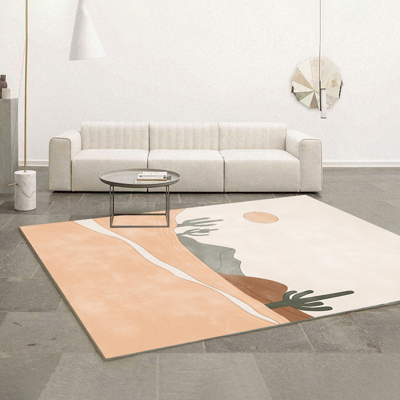 Pink Nordic Carpet Polyester Color Piece Area Carpet Washable Carpet for Living Room