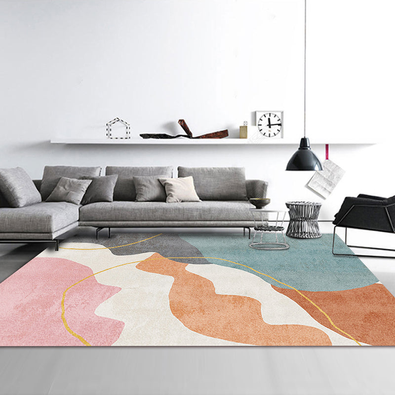 Pink Nordic Carpet Polyester Color Piece Carpet Washable Rug for Drawing Room