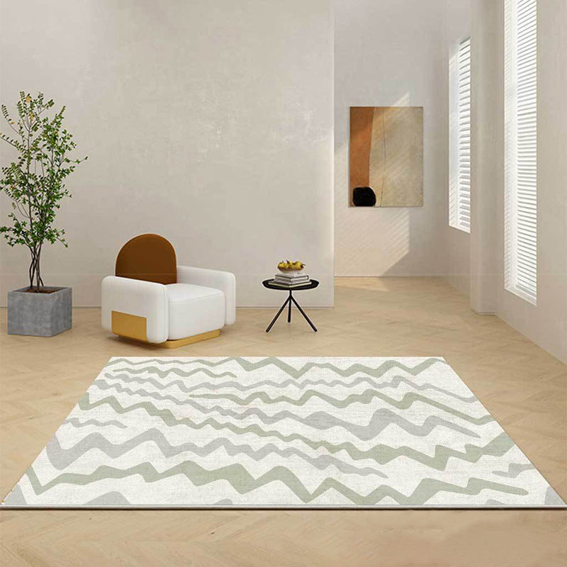 Green Modern Rug Polyester Color Piece Rug Washable Area Rug for Living Room