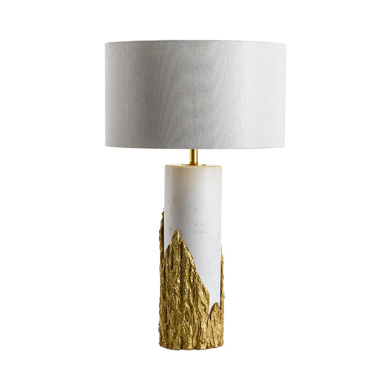 1 Head Bedside Task Lighting Modernism White Night Table Lamp with Cylinder Fabric Shade