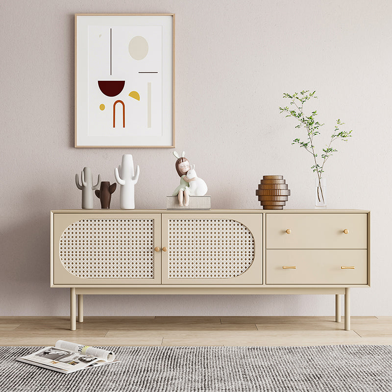 Pine Wood Living Room Sideboard Cabinet Modern Server with Drawers and Storage