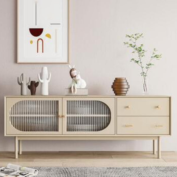 Pine Wood Living Room Sideboard Cabinet Modern Server with Drawers and Storage