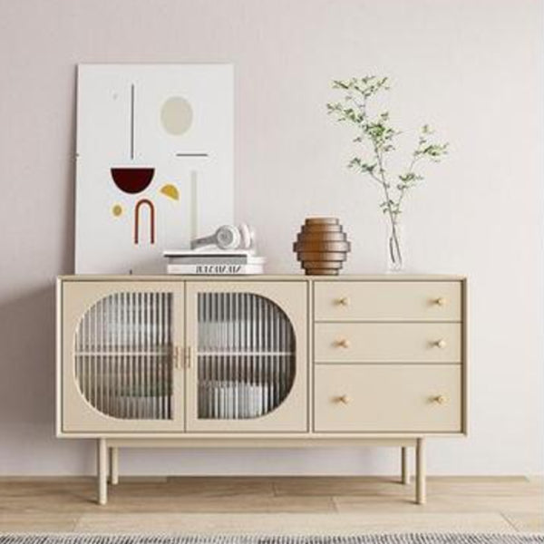 Pine Wood Living Room Sideboard Cabinet Modern Server with Drawers and Storage