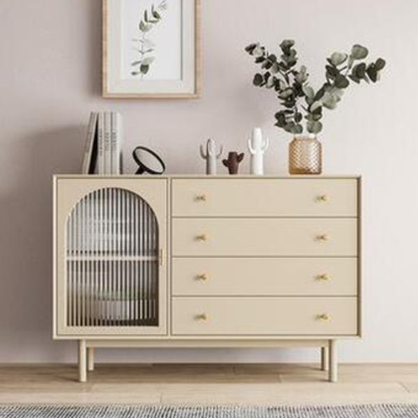 Pine Wood Living Room Sideboard Cabinet Modern Server with Drawers and Storage