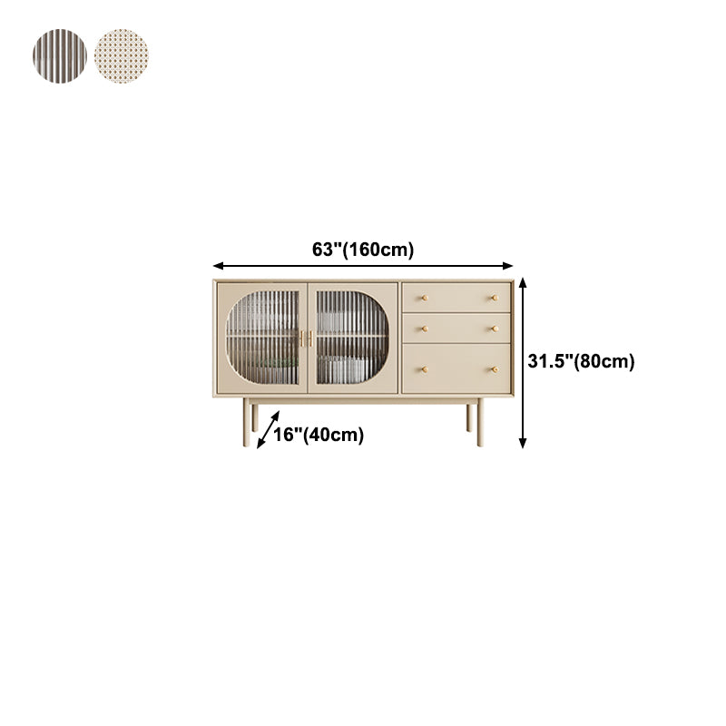 Pine Wood Living Room Sideboard Cabinet Modern Server with Drawers and Storage