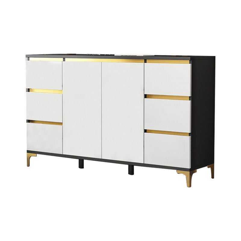 Modern Engineered Wood Sideboard White Server with Drawer for Living Room