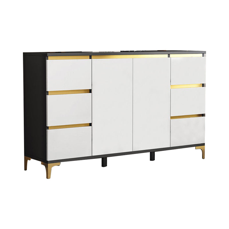 Modern Engineered Wood Sideboard White Server with Drawer for Living Room