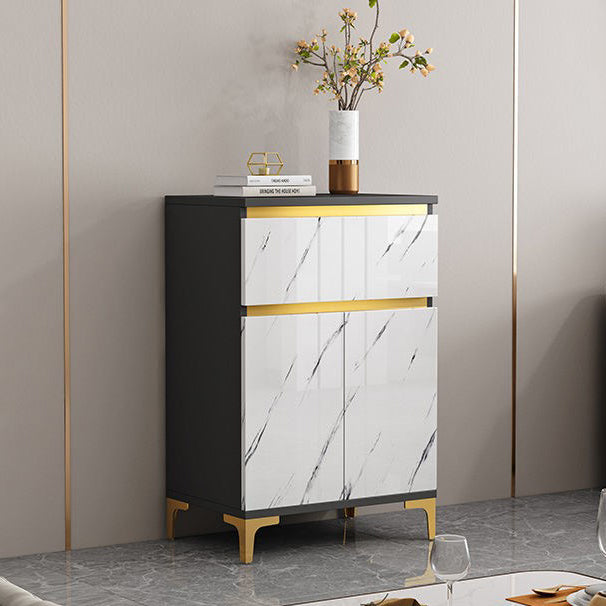 Modern Engineered Wood Sideboard White Server with Drawer for Living Room