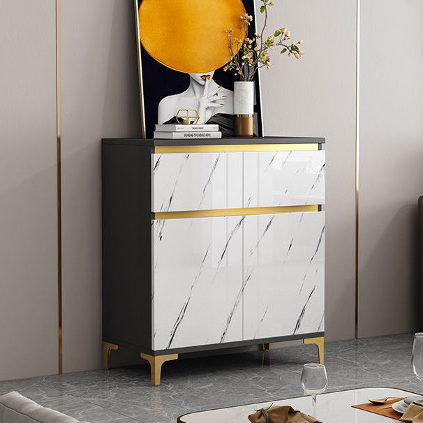 Modern Engineered Wood Sideboard White Server with Drawer for Living Room