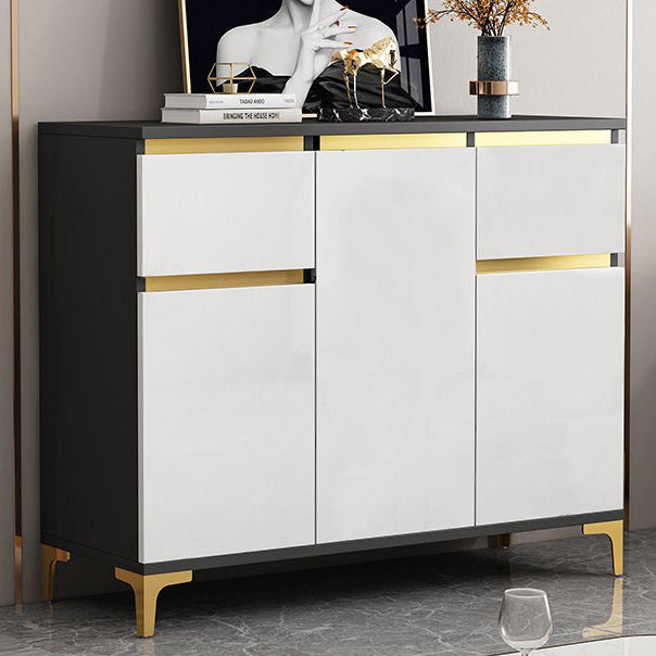 Modern Engineered Wood Sideboard White Server with Drawer for Living Room