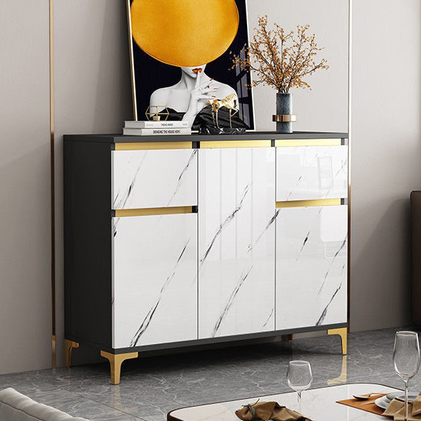 Modern Engineered Wood Sideboard White Server with Drawer for Living Room