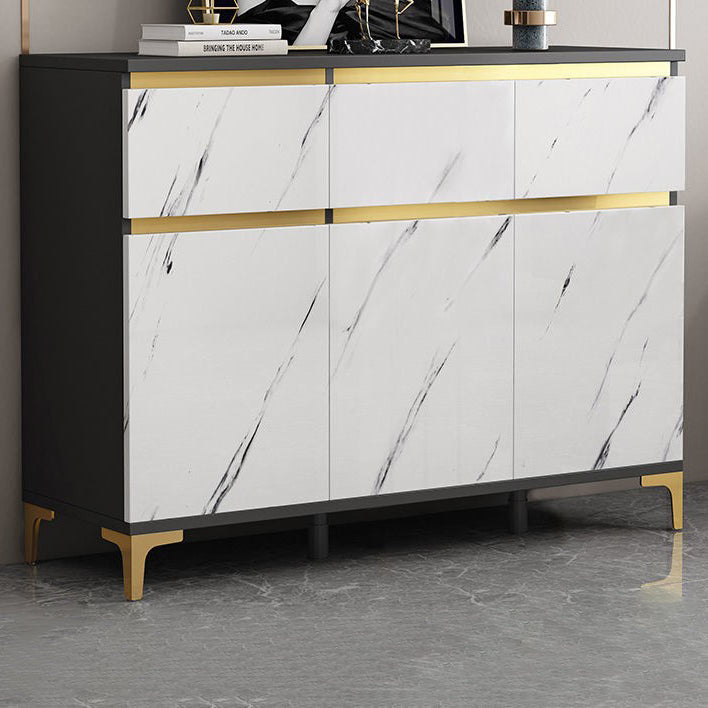 Modern Engineered Wood Sideboard White Server with Drawer for Living Room