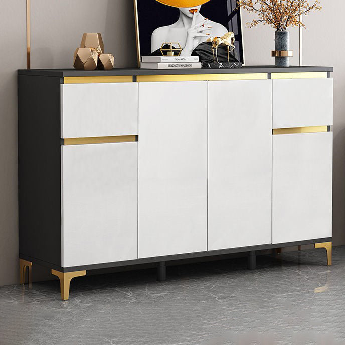 Modern Engineered Wood Sideboard White Server with Drawer for Living Room