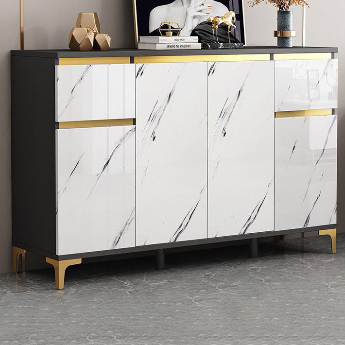 Modern Engineered Wood Sideboard White Server with Drawer for Living Room