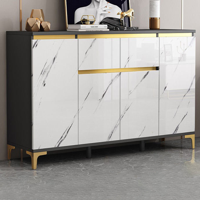 Modern Engineered Wood Sideboard White Server with Drawer for Living Room