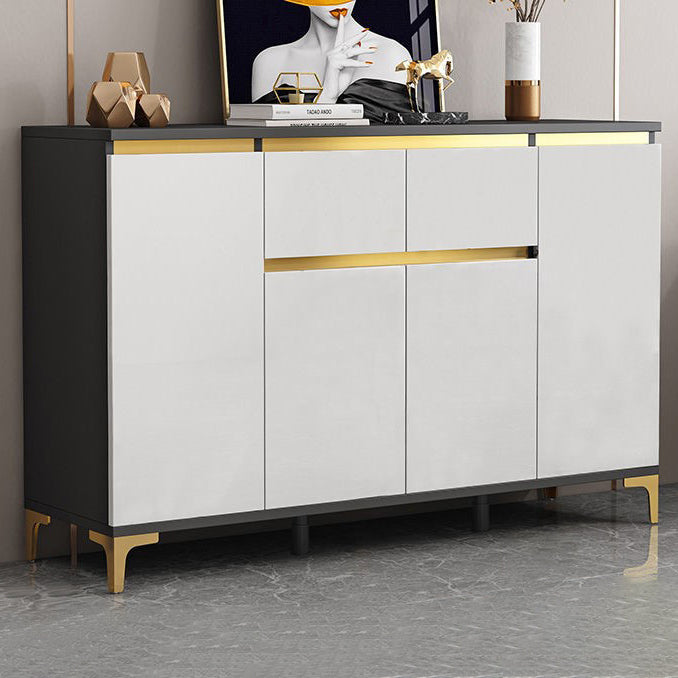 Modern Engineered Wood Sideboard White Server with Drawer for Living Room