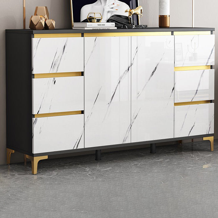 Modern Engineered Wood Sideboard White Server with Drawer for Living Room