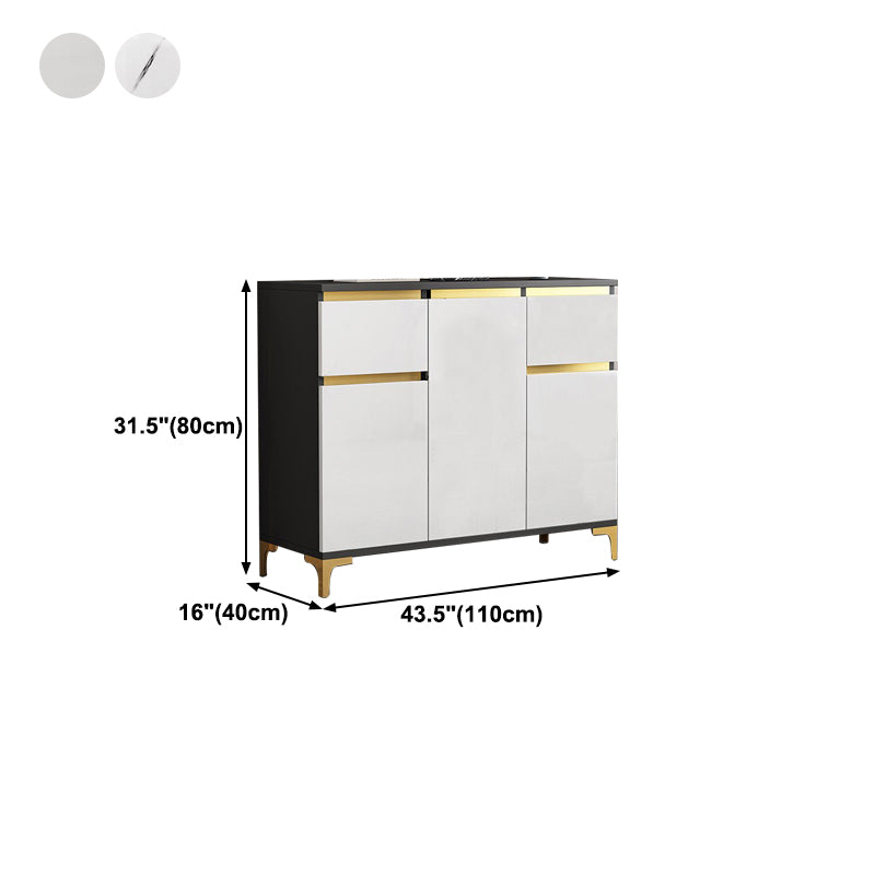 Modern Engineered Wood Sideboard White Server with Drawer for Living Room