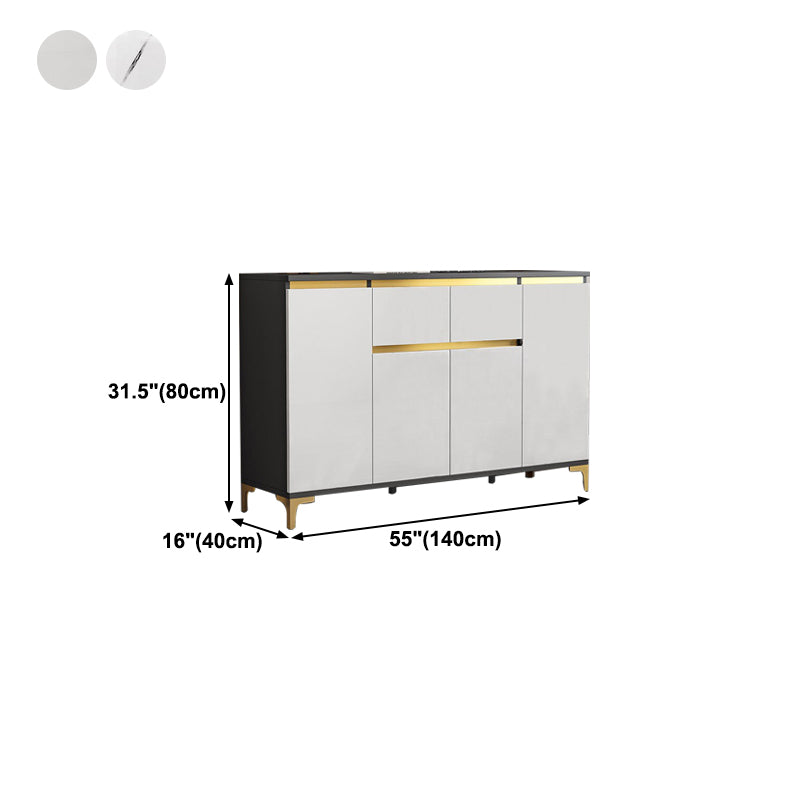 Modern Engineered Wood Sideboard White Server with Drawer for Living Room