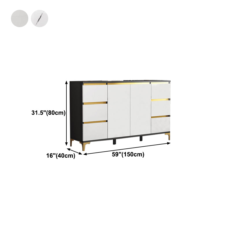 Modern Engineered Wood Sideboard White Server with Drawer for Living Room