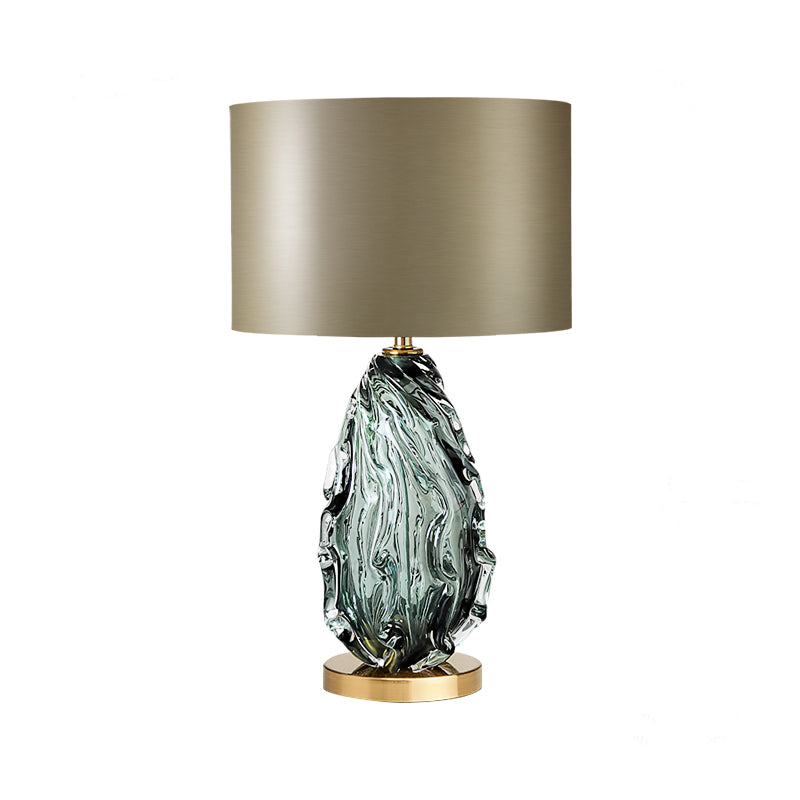 Contemporain 1 Task Task Lighting Green Cylinder Night Table Lampe avec de l'ombre en tissu