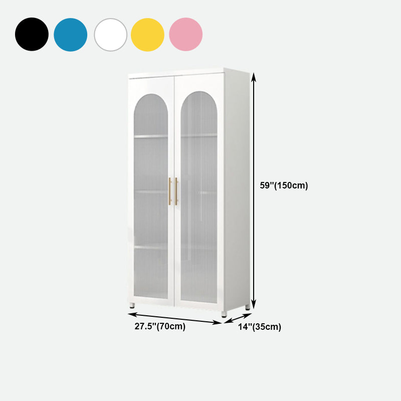 Living Room Metal Kitchen Server Colorful Frame Glass Door Dining Server