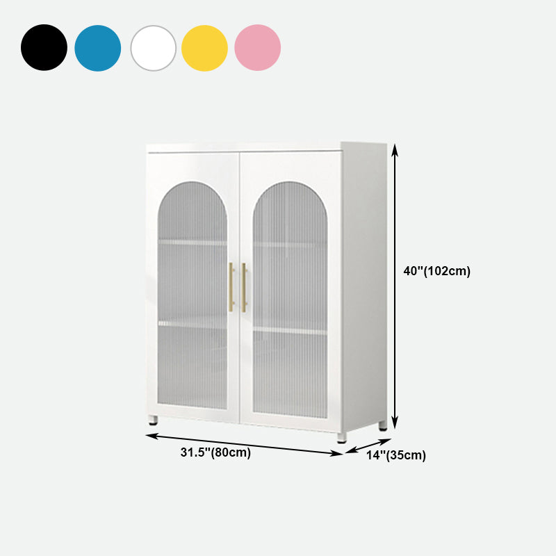 Living Room Metal Kitchen Server Colorful Frame Glass Door Dining Server